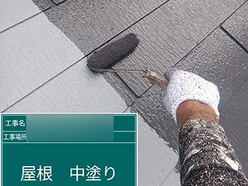 屋根：中塗り